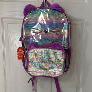Wonder Nation Iridescent Cat Backpack with Lunchbox